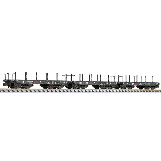 Liliput L260179 3-Unit 4-Axle Heavy Duty Wagon, SSy 65-50, DR, Era III N Gauge