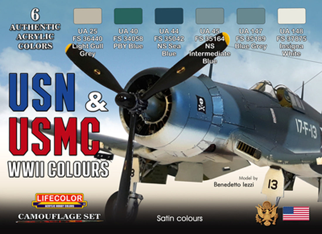 LifeColor USN/USMC WWII Colours Acrylic Paint Set (6x22ml) CS46