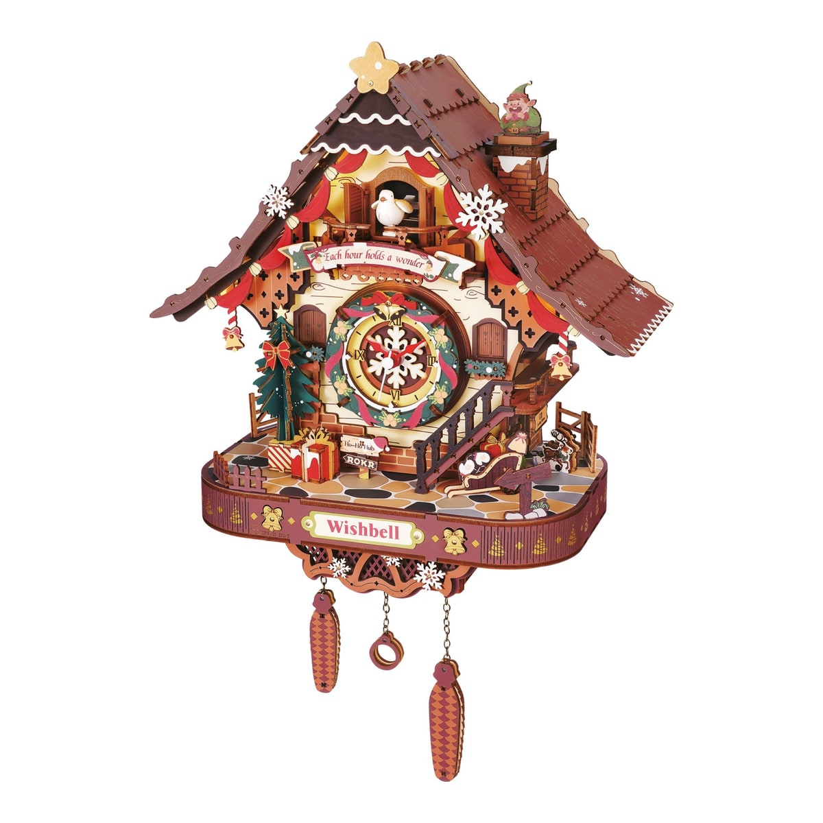 ROKR Christmas Cuckoo Clock 3D Wooden Puzzle Model Kit LCB01
