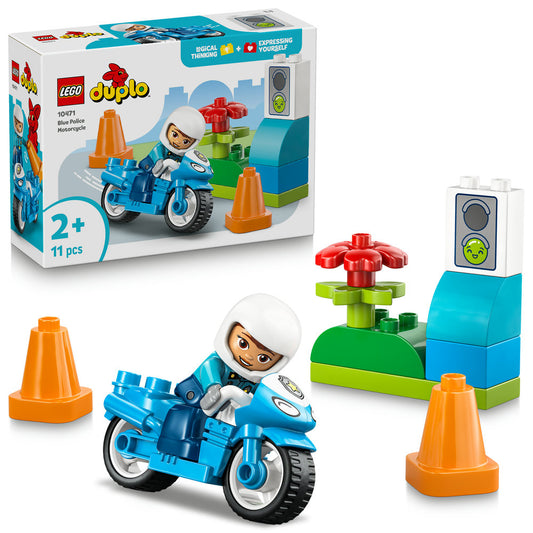 LEGO DUPLO Town 10471 Blue Police Motorcycle Age 2+ 11pcs