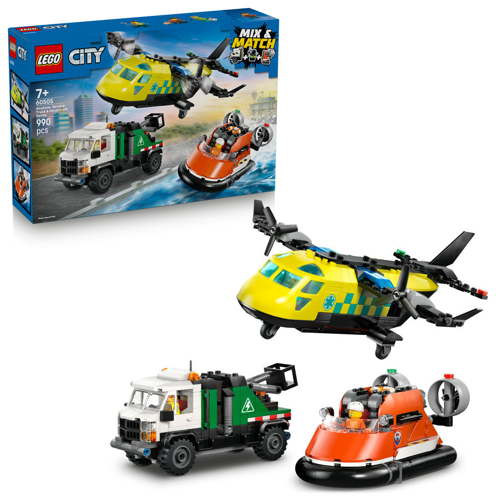 LEGO City 60505 Airplane, Service Truck & Hovercraft Remix Age 7+ 990pcs