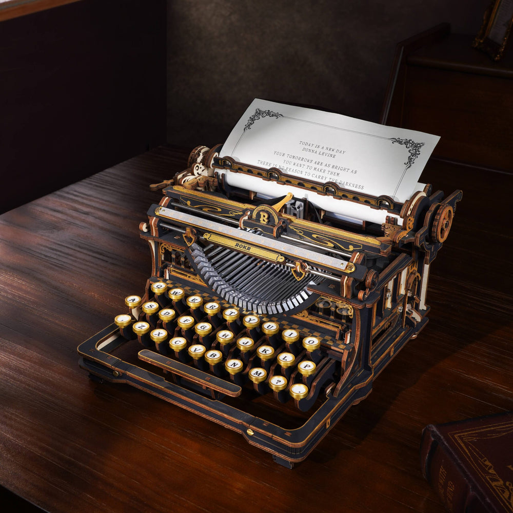 ROKR Mechanical Typewriter 3D Wooden Puzzle Model Kit LK703B (Classic Version)
