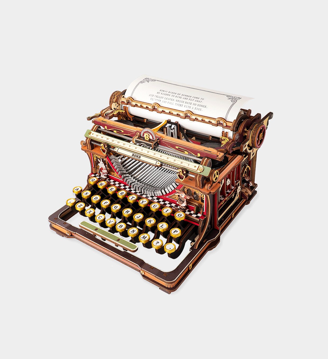 ROKR Mechanical Typewriter 3D Wooden Puzzle Model Kit LK703C (Magic Version)