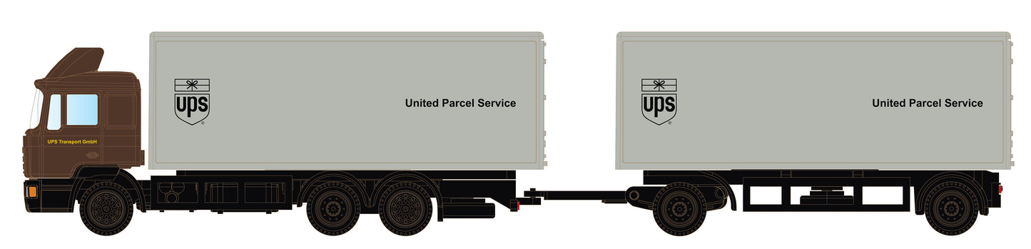 miNis MAN F90 3 Axle Double Trailer UPS LKLC4602 N Gauge