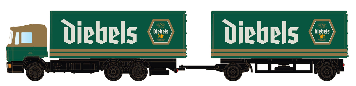 miNis MAN F90 3 Axle Double Trailer Diebels LKLC4606 N Gauge