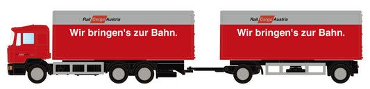 miNis MAN F90 3 Axle Double Trailer Rail Cargo Austria LKLC4608 N Gauge