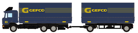 miNis MAN F90 3 Axle Double Trailer Gefco LKLC4635 N Gauge