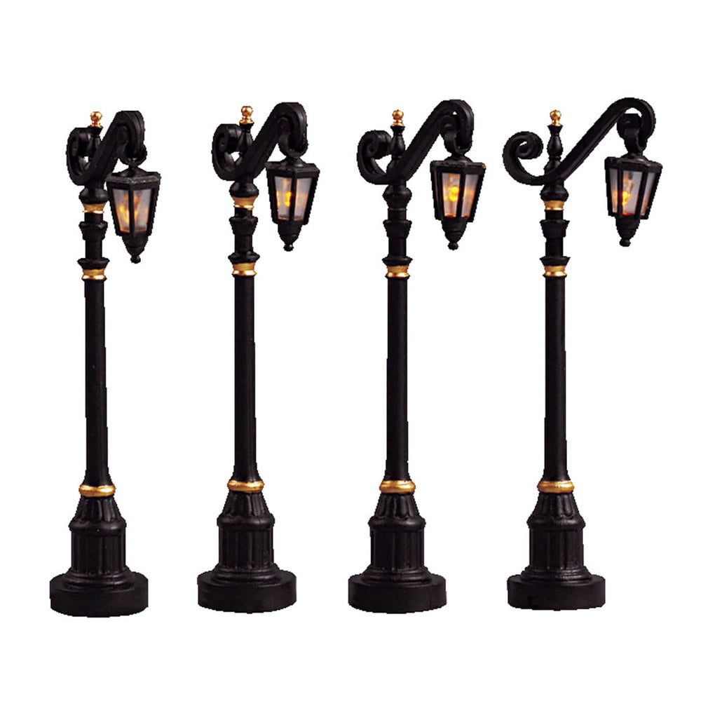 Lemax Street Lamps Colonial Street Lamps (x4) Christmas Village Decoration 24985