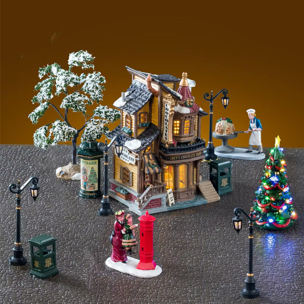 Lemax Lucy's Chocolate Shop Caddington Christmas Village Starter Set 56677