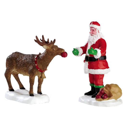 Lemax Reindeer Treats w/Santa (Set of 2) Christmas Village Decoration 62226