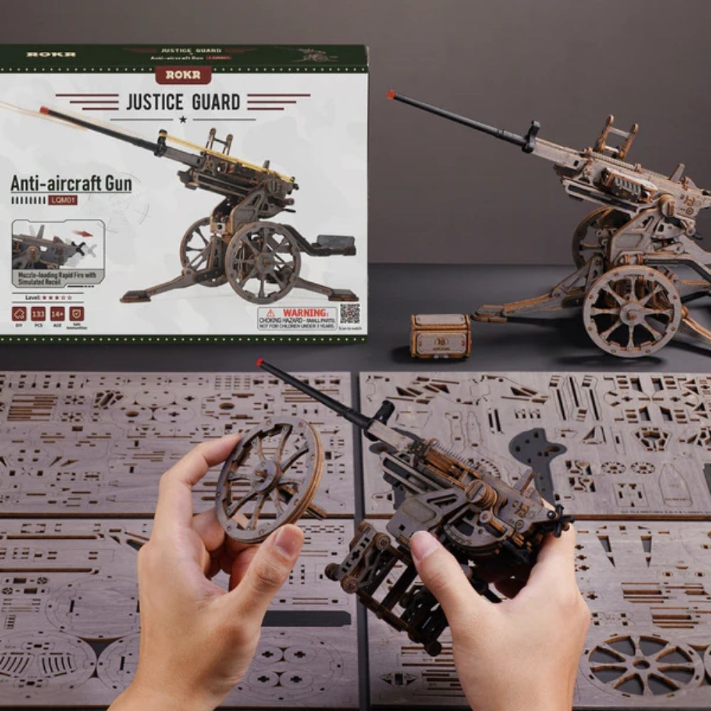 ROKR Anti Aircraft Gun 1:8 Mechanical Wooden Model Kit LQM01