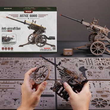 ROKR Anti Aircraft Gun 1:8 Mechanical Wooden Model Kit LQM01