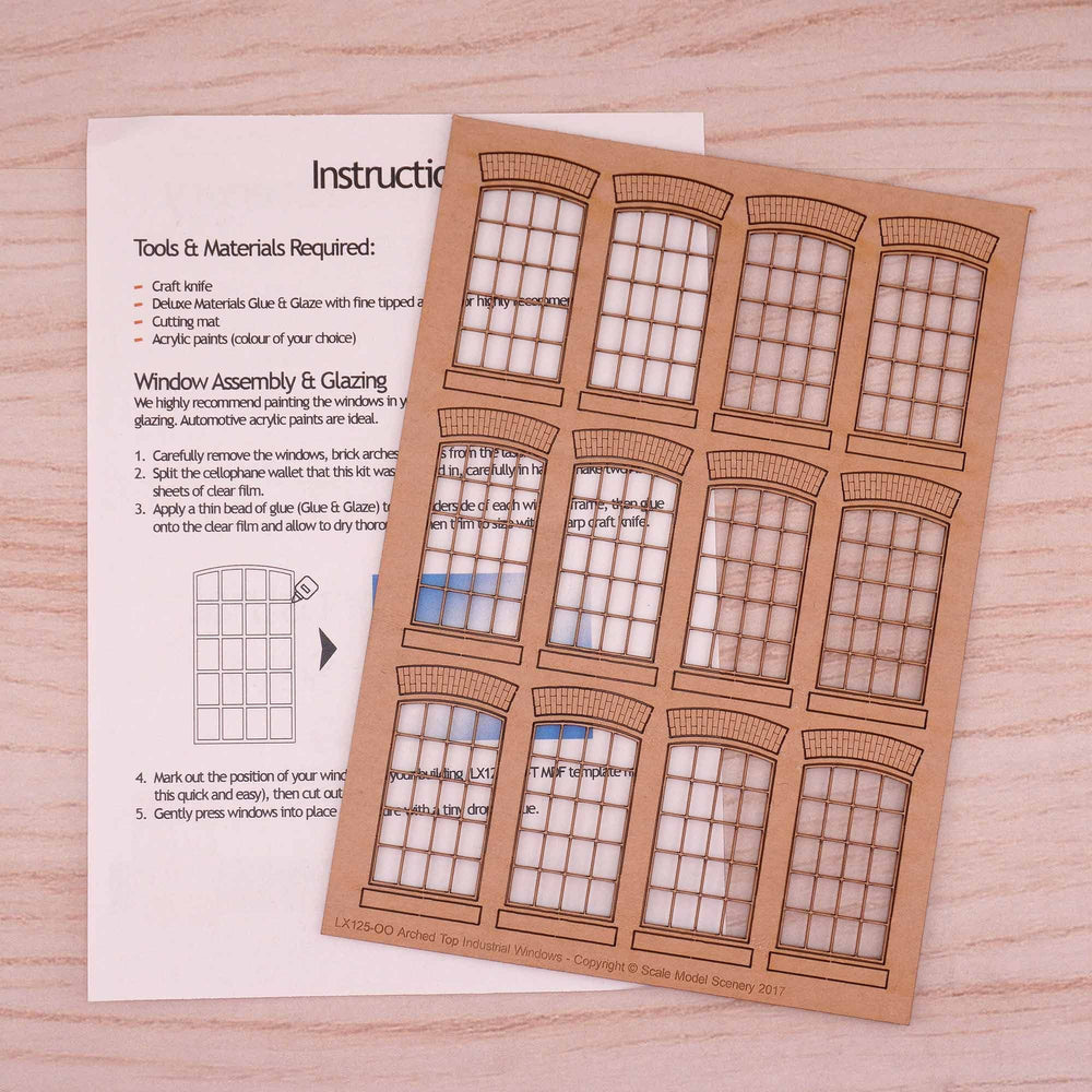 Scale Model Scenery LX125 Arched Top Industrial Windows OO/HO Gauge