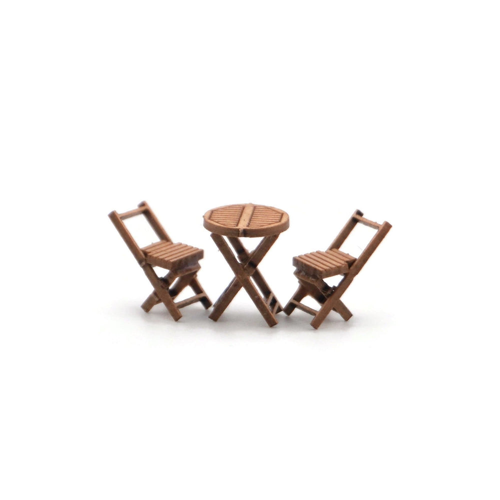Scale Model Scenery LX566 Wooden Bistro Tables & Chairs OO/HO Gauge