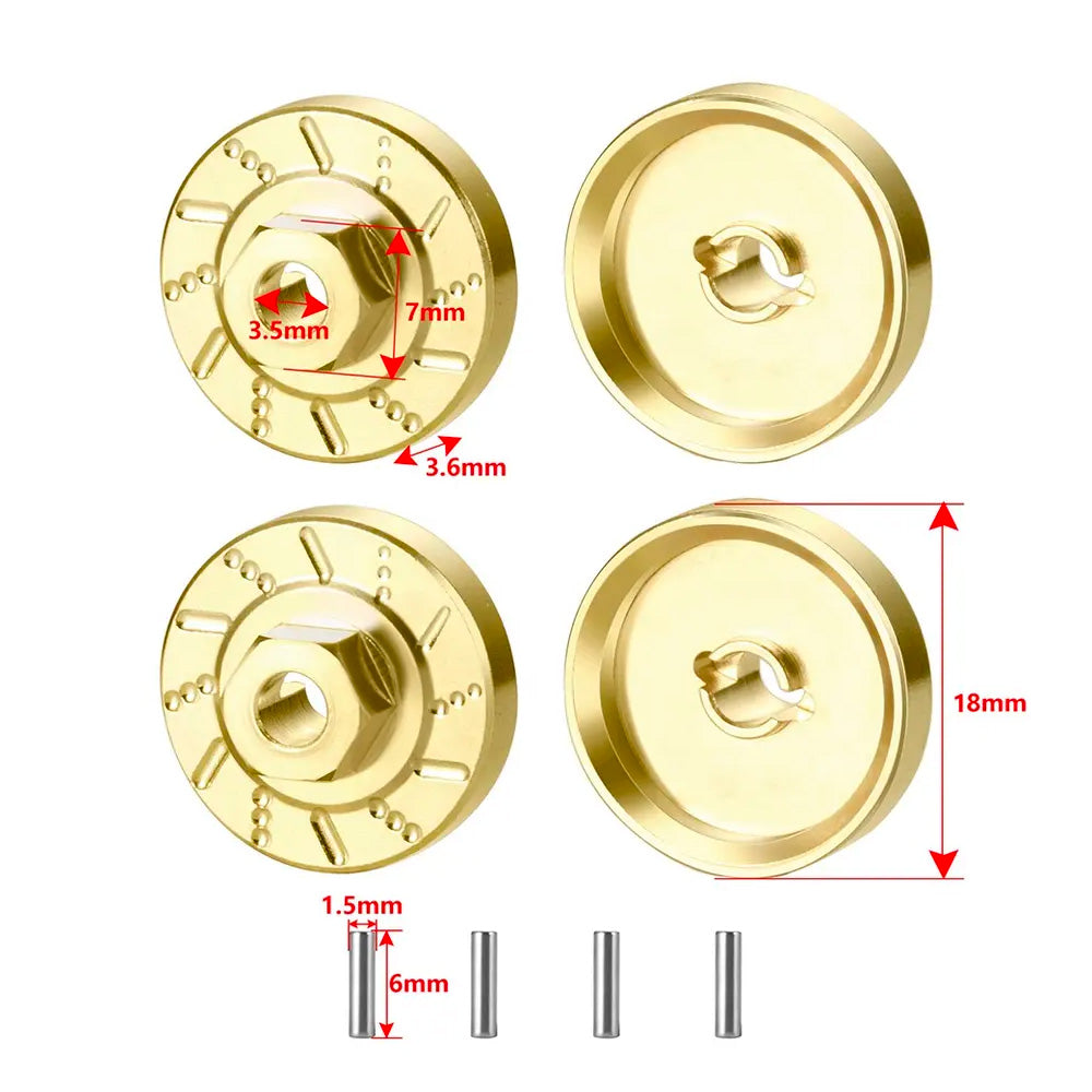 Brass Wheel Hex Hub x4 1:18 Scale RC Crawler Accessories for TRX-4M