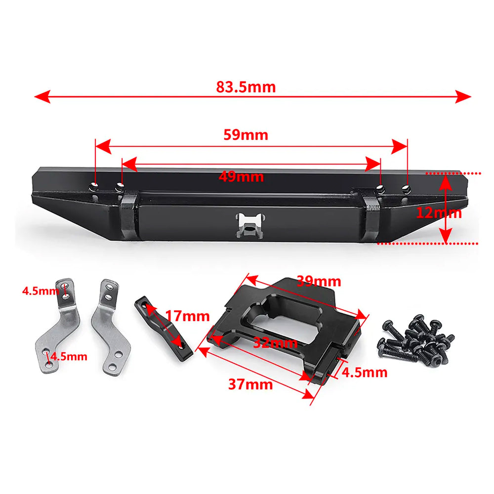 Metal Front & Rear Bumpers w/Lights - 1:18 RC Crawler Accessory for TRX-4M