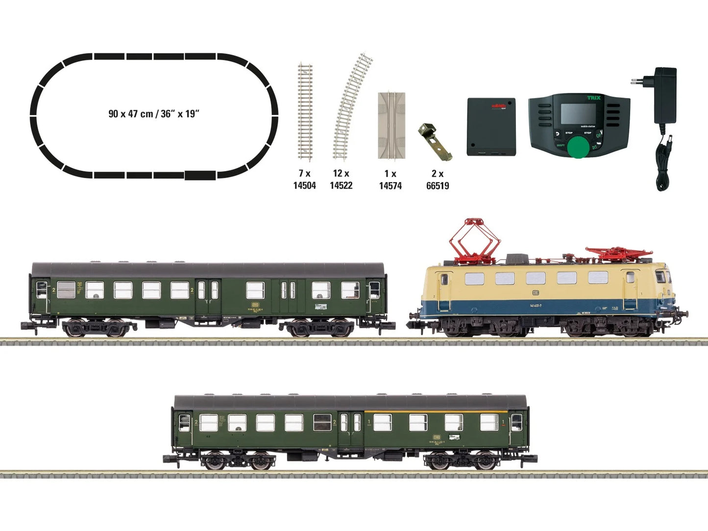 Minitrix DB BR141 Electric Passenger Train Set IV (DCC-Sound) M11132 N Gauge