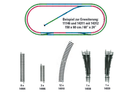 Minitrix H2 Track Extension Set N Gauge 14312