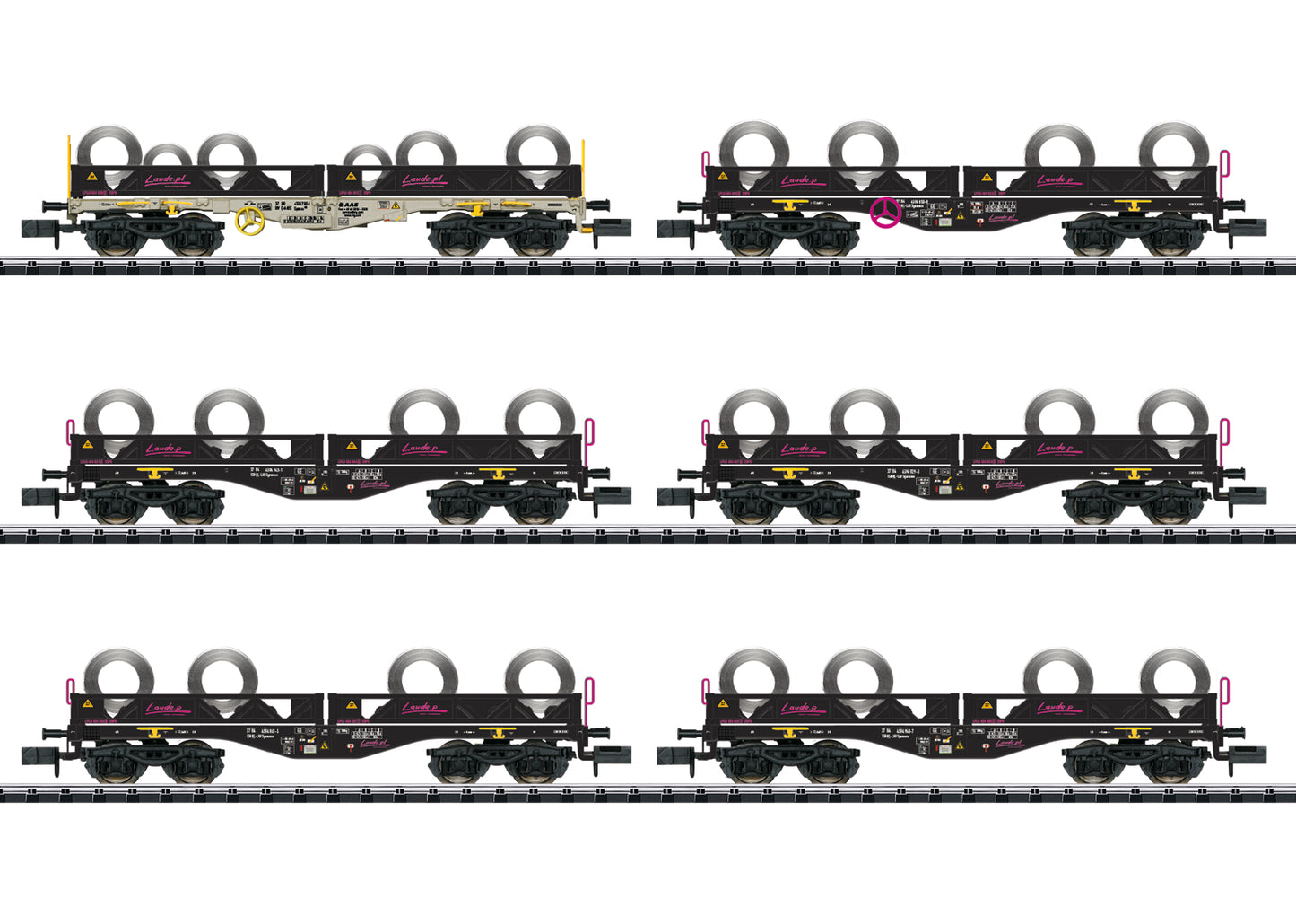 Minitrix PKP Sgmmnss Coil Transport Wagon Set (5) VI N Gauge 15080
