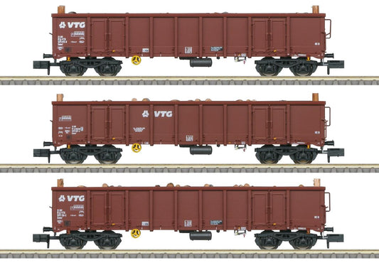 Minitrix VTG Eanos High Sided Gondola w/Log Load Set (3) VI M18288 N Gauge