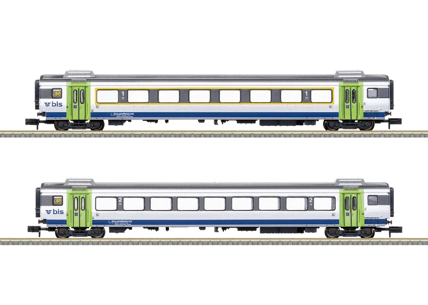 Minitrix BLS Golden Pass Line Express Coach Set (2) VI M18294 N Gauge