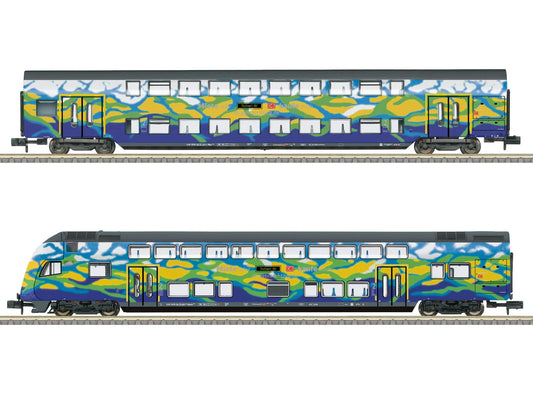 Minitrix M18299 DB Used Train Bi-Level Coach 2 Set (2) VI (DCC-Fitted) N Gauge