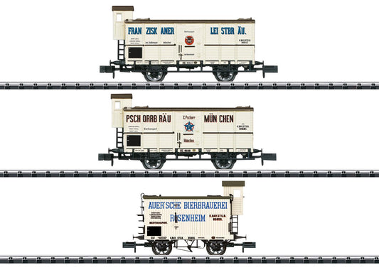 Minitrix KBayStsB Refrigerated Beer Wagon Set (3) I M18726 N Gauge
