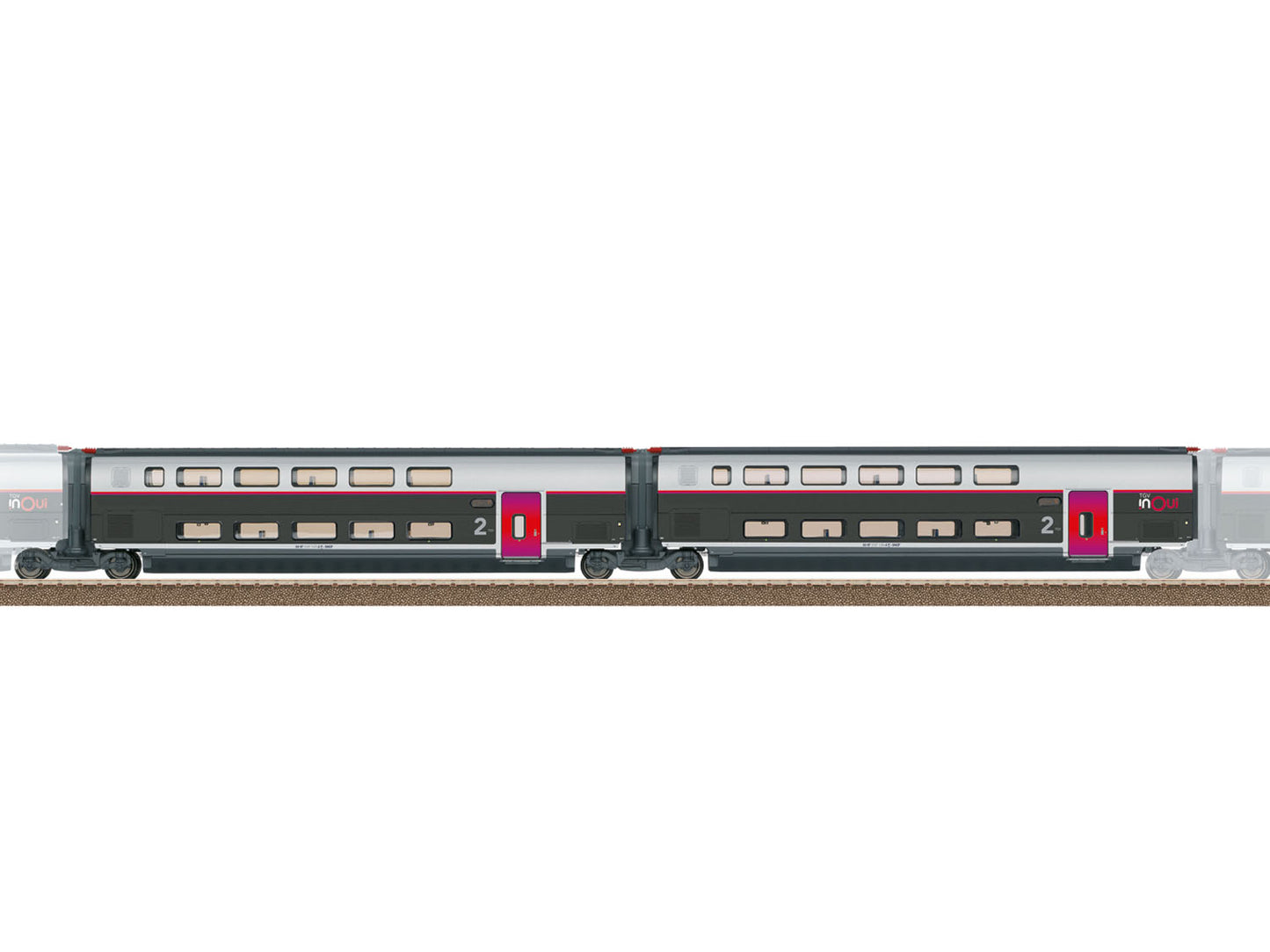 Trix M23188 SNCF INOUI Intermediate Coach Set 2 (2) VI HO Gauge