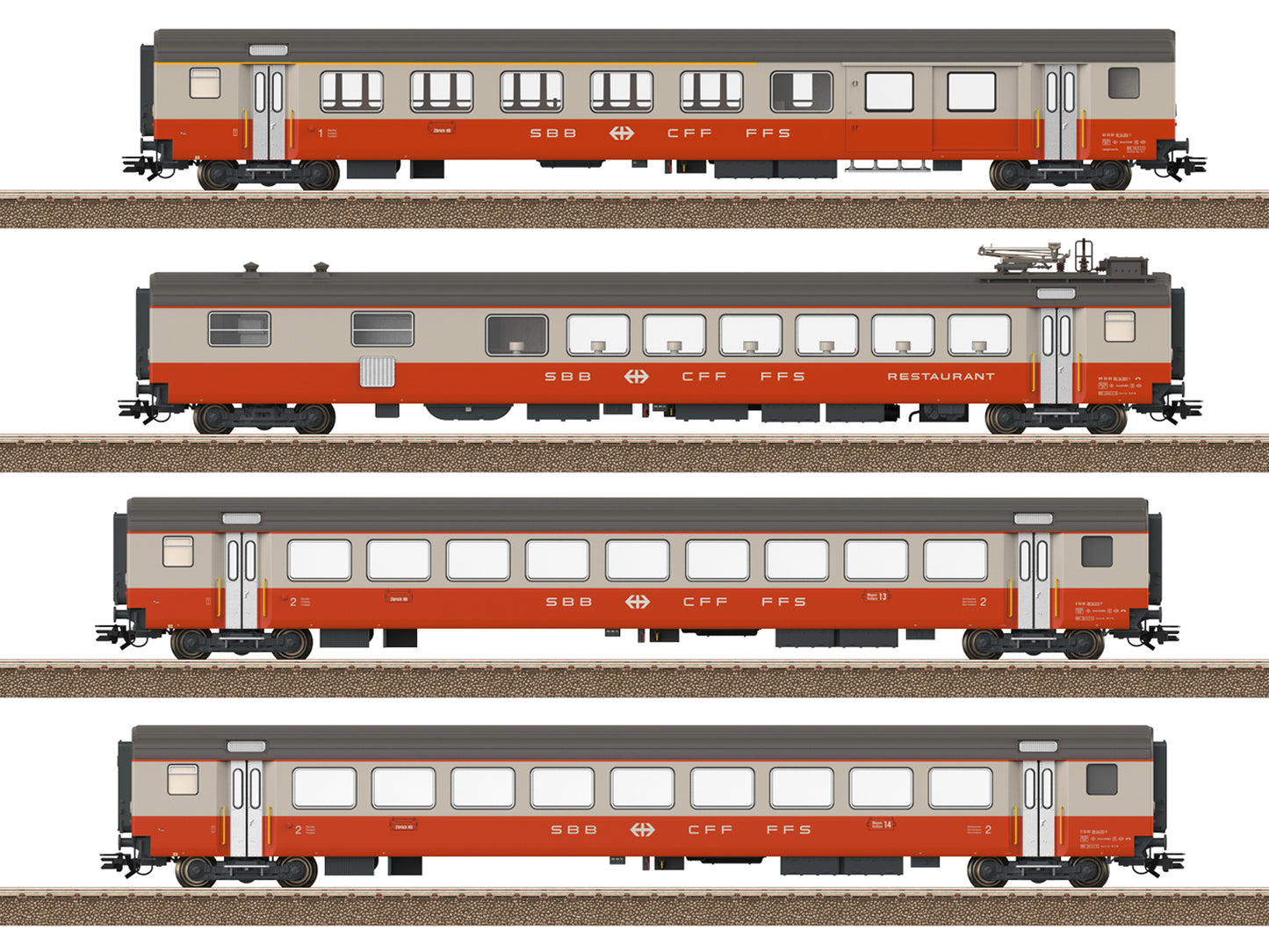 Trix SBB Swiss Express 50th Anniversary Coach Set (4) IV M23690 HO Gauge