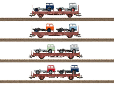 Trix M24190 DR Ks3300 Stake Wagon Set (4) w/Lorry Load IV HO Gauge