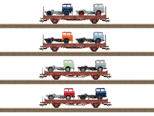 Trix M24190 DR Ks3300 Stake Wagon Set (4) w/Lorry Load IV HO Gauge