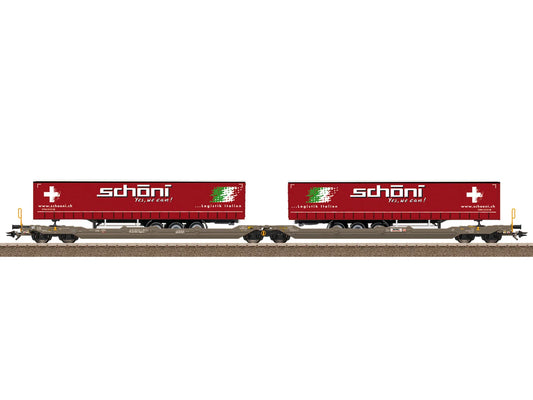Trix M24475 Hupac Sdggmrss (T3000e) Dbl Pocket Wagon Schoni VI HO Gauge