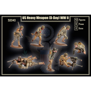 Mars 32040 U.S. Heavy Weapons D-Day WWII 12 Figures/8 Poses 1:32 Model Kit