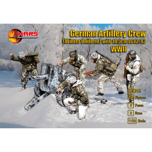 Mars 32048 German Artillery Crew (Winter Uniform) w/LG 42/43 1:32 Model Kit