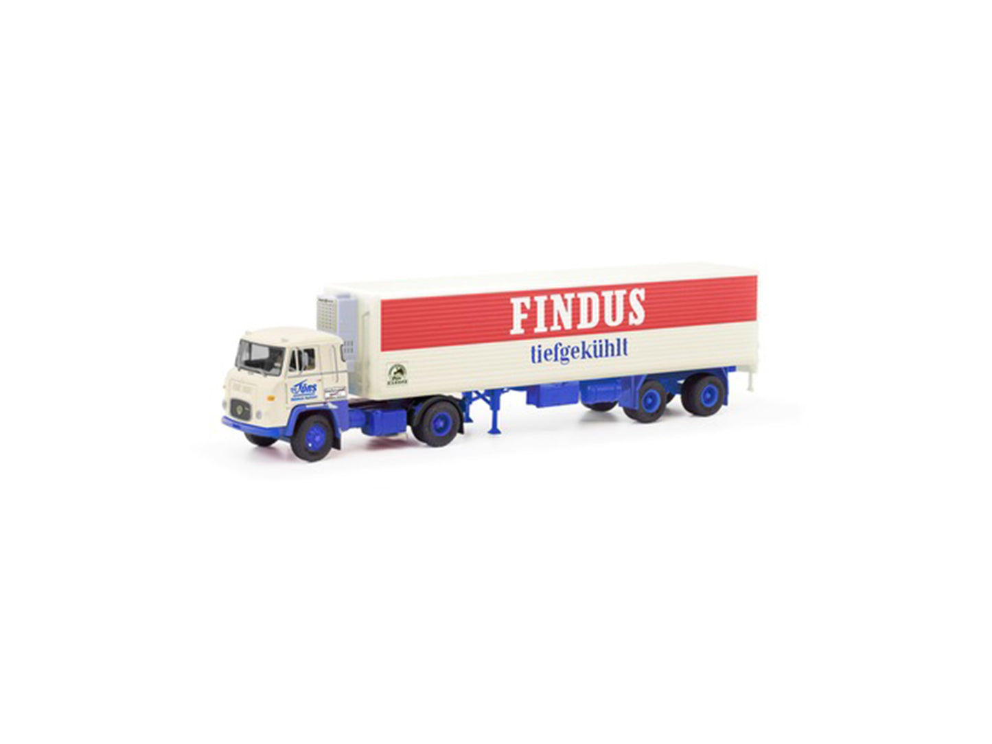 MBS Scania Vabis LB 76 Refrigerated Box Semitrailer Findus HO Gauge 26390
