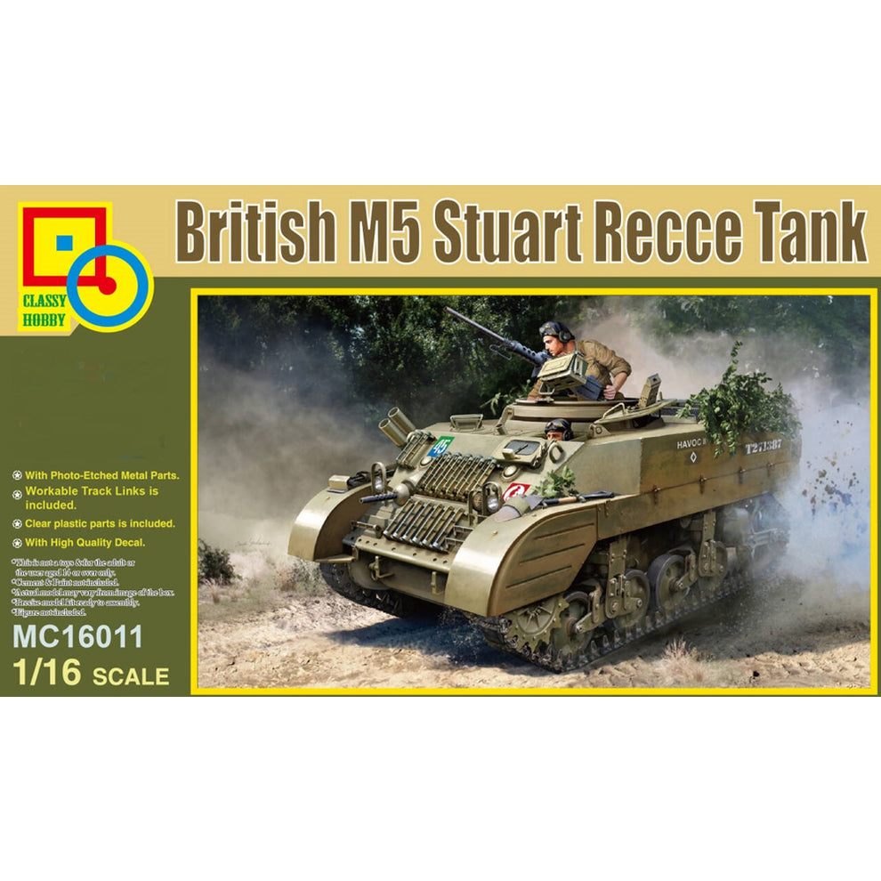 Classy Hobby MC16011 British M5 Stuart Recce Tank 1:16 Model Kit ...
