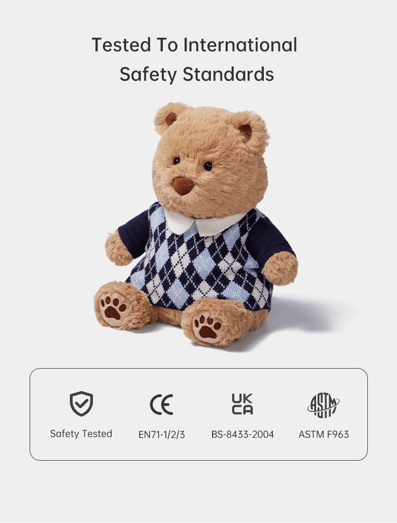 McHugs Argyle Sweater Raffles Bear Plush Soft Toy