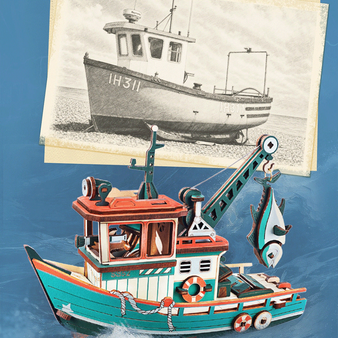 ROKR Lucky Trawler Pendulum Balance Toy 3D Puzzle Wooden Model Kit MCD08