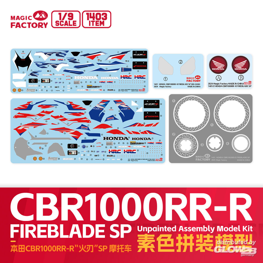 Magic Factory 1403 Honda CBR1000RR-R Fireblade SP Not Pre-Coloured 1:9 Model Kit - image 6