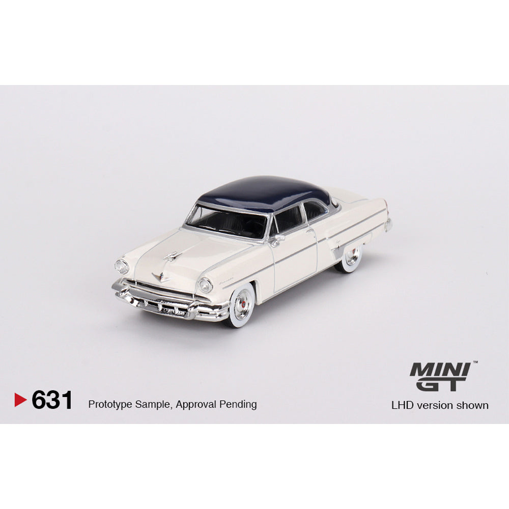 MiniGT Lincoln Capri 1954 Arctic White/Atlantic Blue 1:64 Diecast Model 631-L