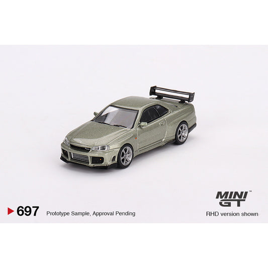 MiniGT Nissan Skyline GT-R (R34) Tommykaira R-Z Millenium Jade 1:64 Model 697-R