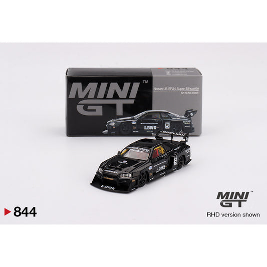 MiniGT Nissan LB-ER34 Super Silhouette SKYLINE Black 1:64 Diecast Model 844
