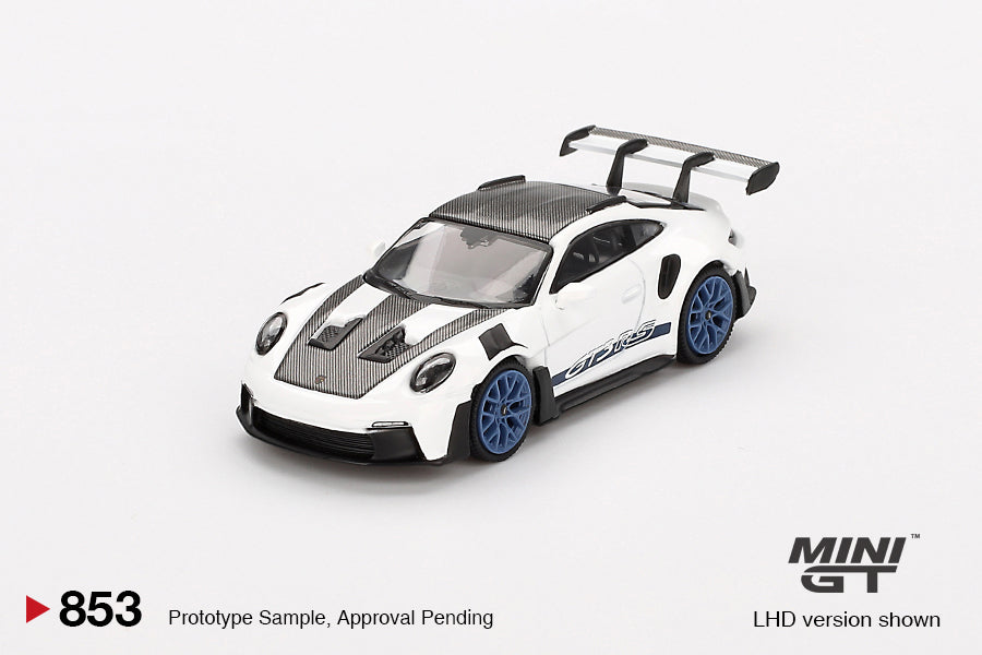 MiniGT Porsche 911 (992) GT3 RS Weissach Pkg White With In 1:64 Car 0853-R