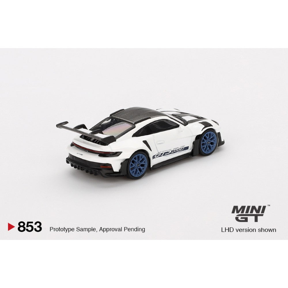 MiniGT Porsche 911 (992) GT3 RS Weissach Pkg White With In 1:64 Car 0853-R