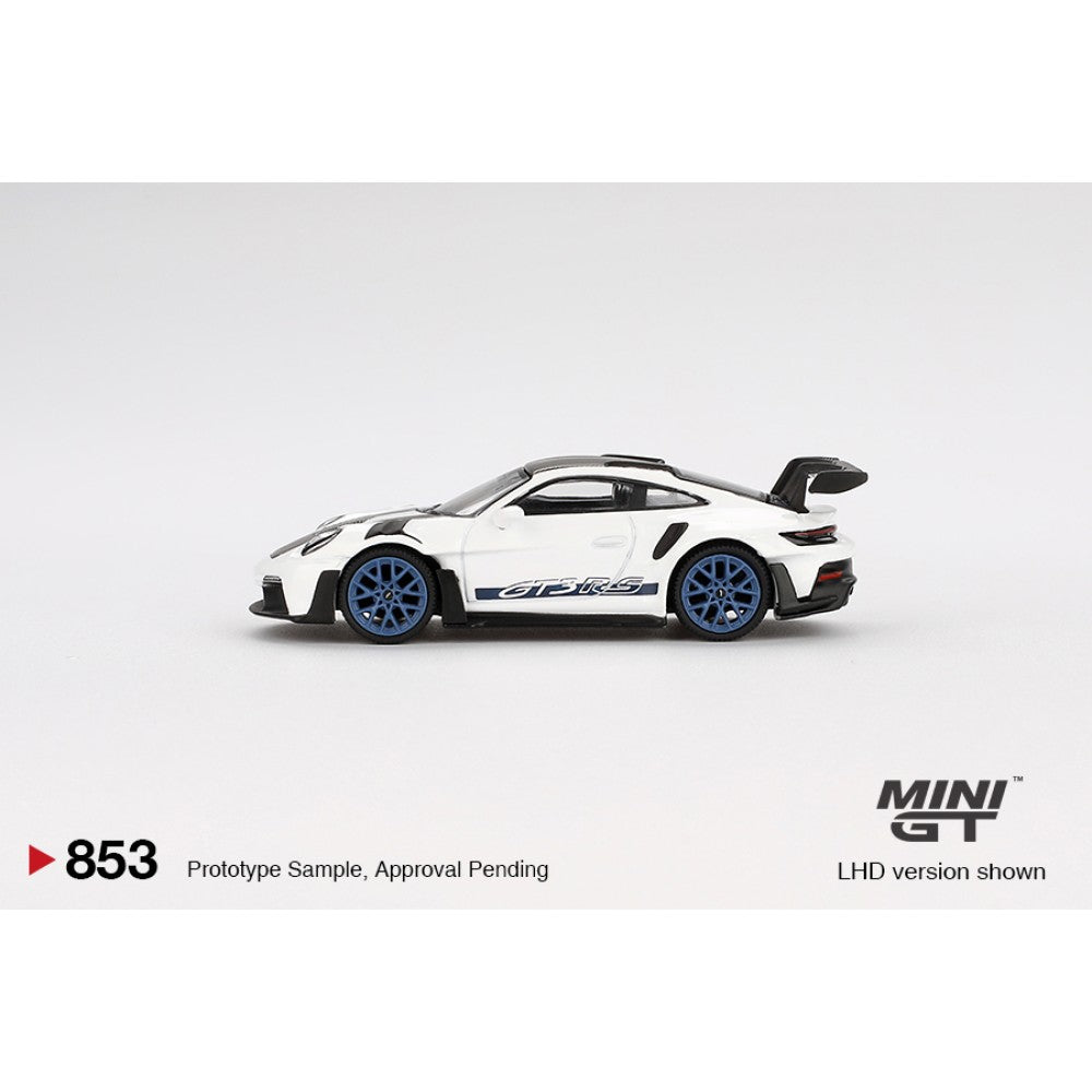 MiniGT Porsche 911 (992) GT3 RS Weissach Pkg White With In 1:64 Car 0853-R