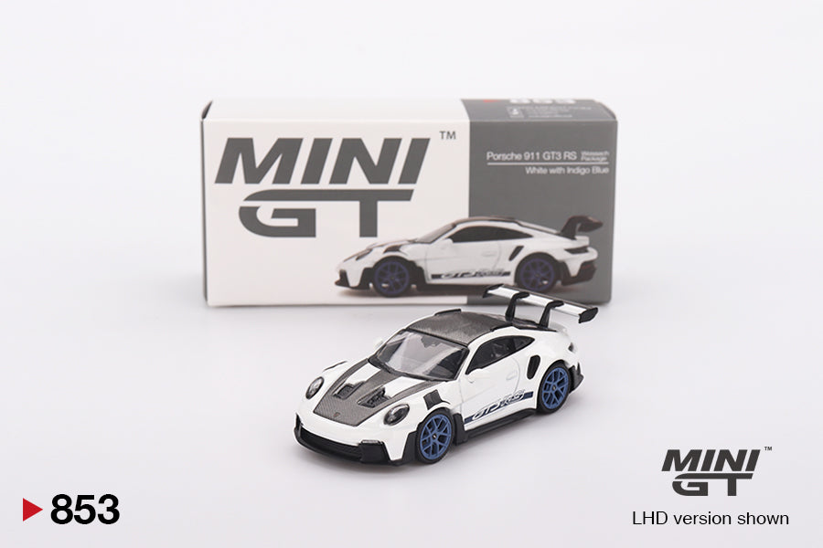 MiniGT Porsche 911 (992) GT3 RS Weissach Pkg White With In 1:64 Car 0853-R