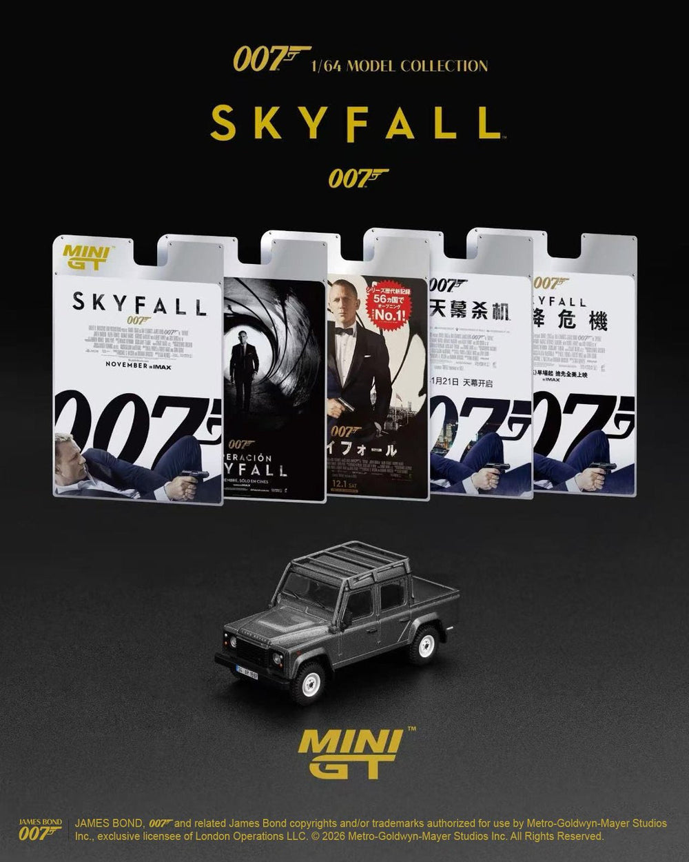 MiniGT James Bond Land Rover Defender 110 Crew Skyfall Chinese 1:64 0918-007TC
