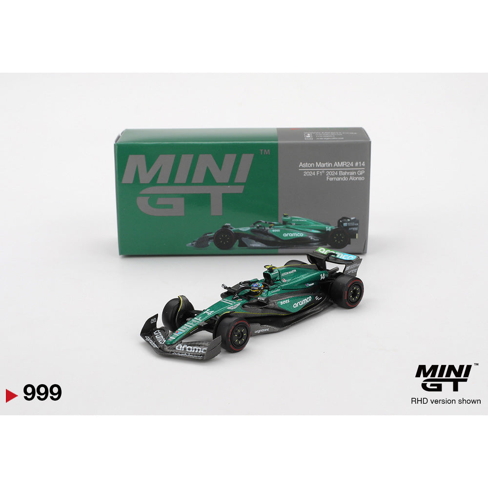 MiniGT Aston Martin AMR24 No.14 Fernando Alonso 2024 F1 Bahrain GP 1:64 Diecast