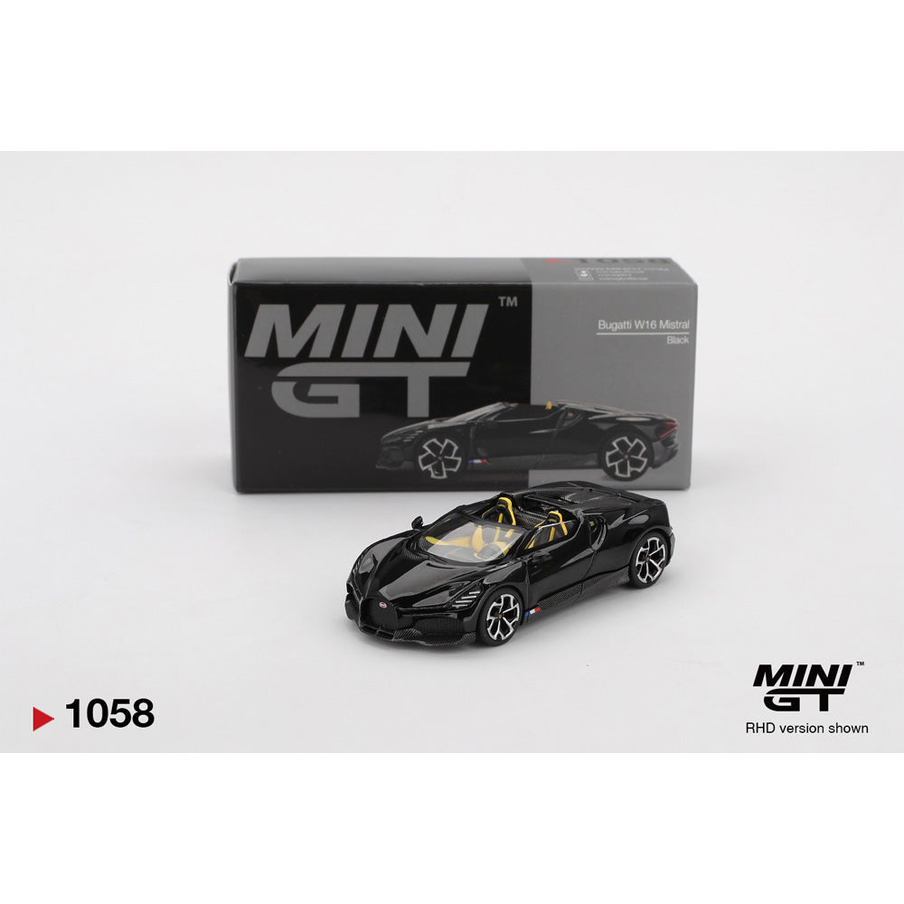 MiniGT Bugatti W16 Mistral Black 1:64 Diecast 1058