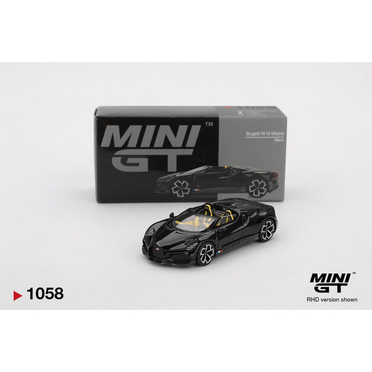 MiniGT Bugatti W16 Mistral Black 1:64 Diecast 1058